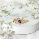 Genuine Tanzanite Engagement Ring with Diamond Enhancer AAA - Rosec Jewels