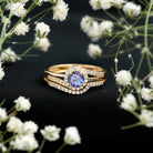 Genuine Tanzanite Engagement Ring with Diamond Enhancer AAA - Rosec Jewels