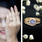 Genuine Tanzanite Engagement Ring with Diamond Enhancer AAA - Rosec Jewels