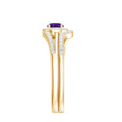 0.4 Carat Natural Amethyst Diamond Wedding Bridal Ring Set of 2 AAA - Rosec Jewels