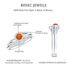 Certified Fire Opal Engagement Ring with Diamond Enhancer AAA - Rosec Jewels