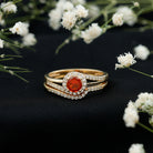 Certified Fire Opal Engagement Ring with Diamond Enhancer AAA - Rosec Jewels