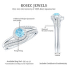 Certified Real Aquamarine Engagement Ring with Diamond Enhancer AAA - Rosec Jewels