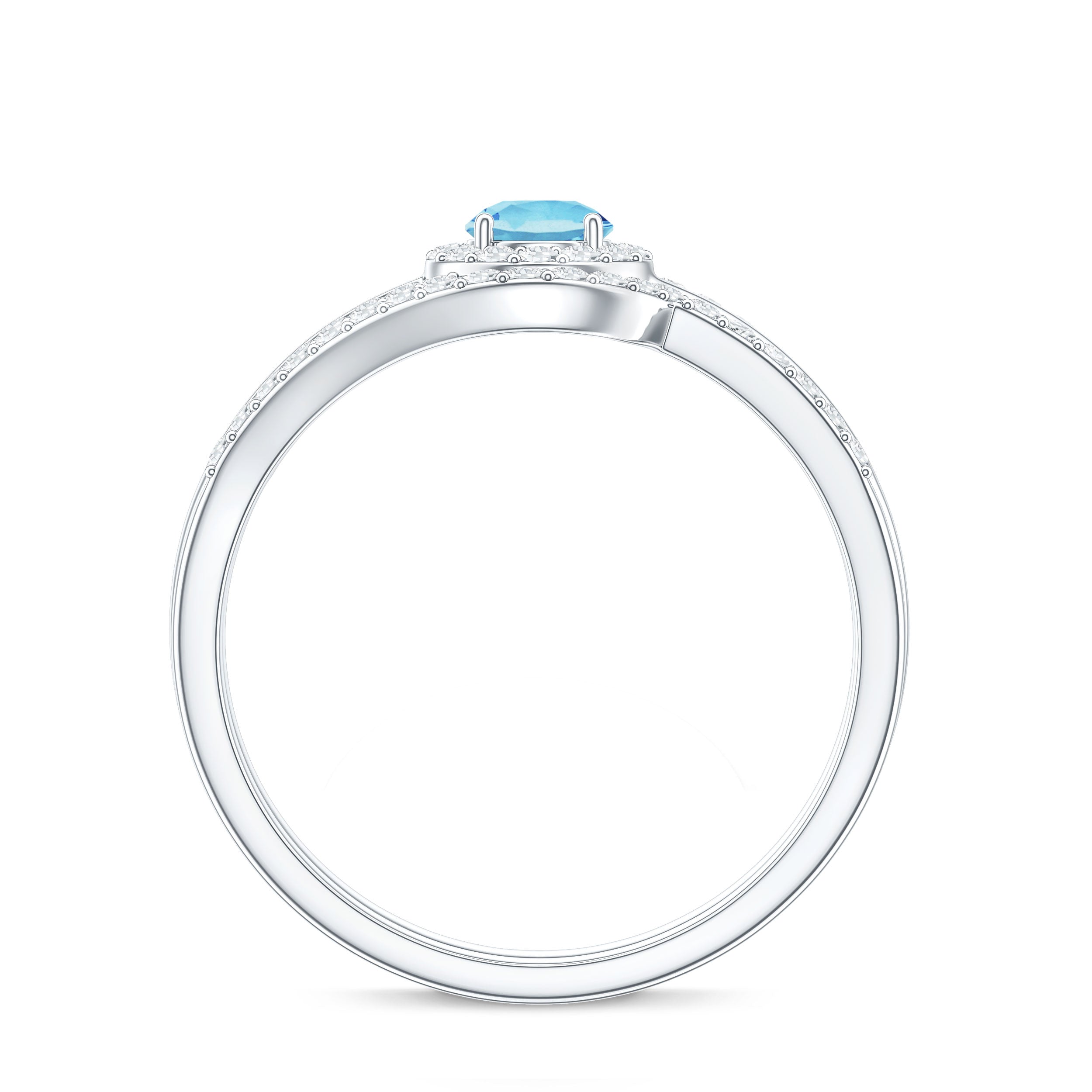 Certified Real Aquamarine Engagement Ring with Diamond Enhancer AAA - Rosec Jewels
