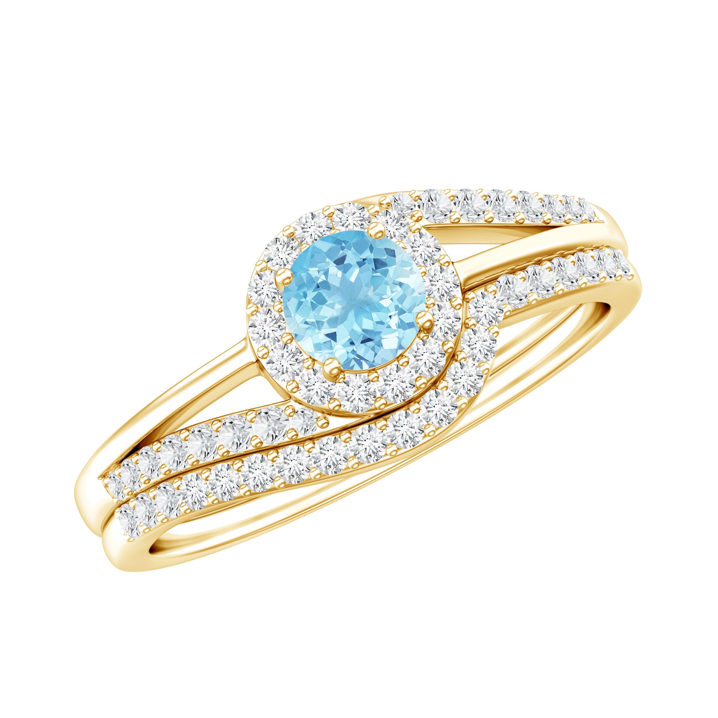 Certified Real Aquamarine Engagement Ring with Diamond Enhancer AAA - Rosec Jewels