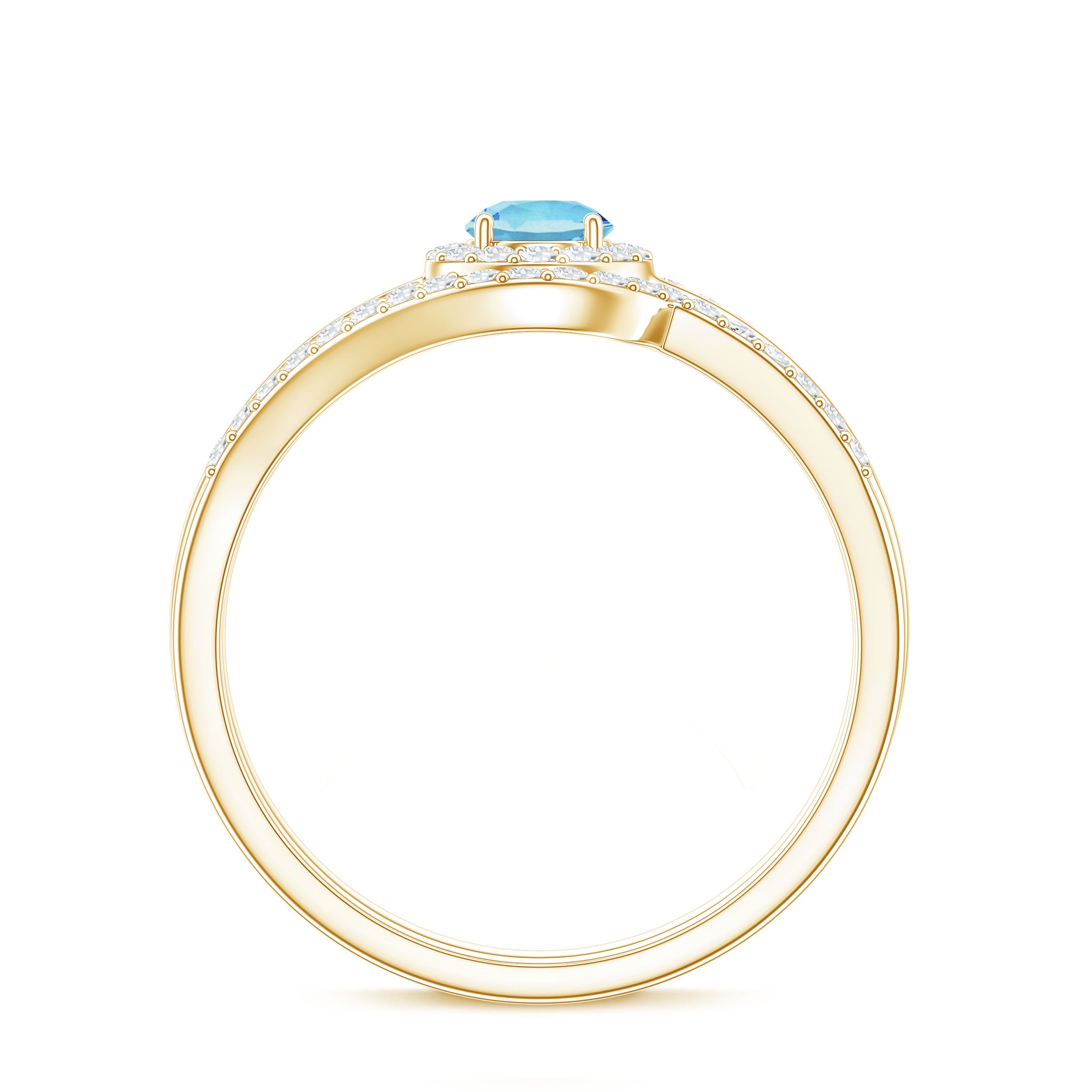Certified Real Aquamarine Engagement Ring with Diamond Enhancer AAA - Rosec Jewels