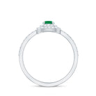 Round Emerald and Diamond Double Halo Engagement Ring AAA - Rosec Jewels