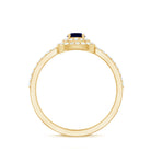 Rosec Jewels-3/4 CT Classic Blue Sapphire Double Halo Engagement Ring with Diamond