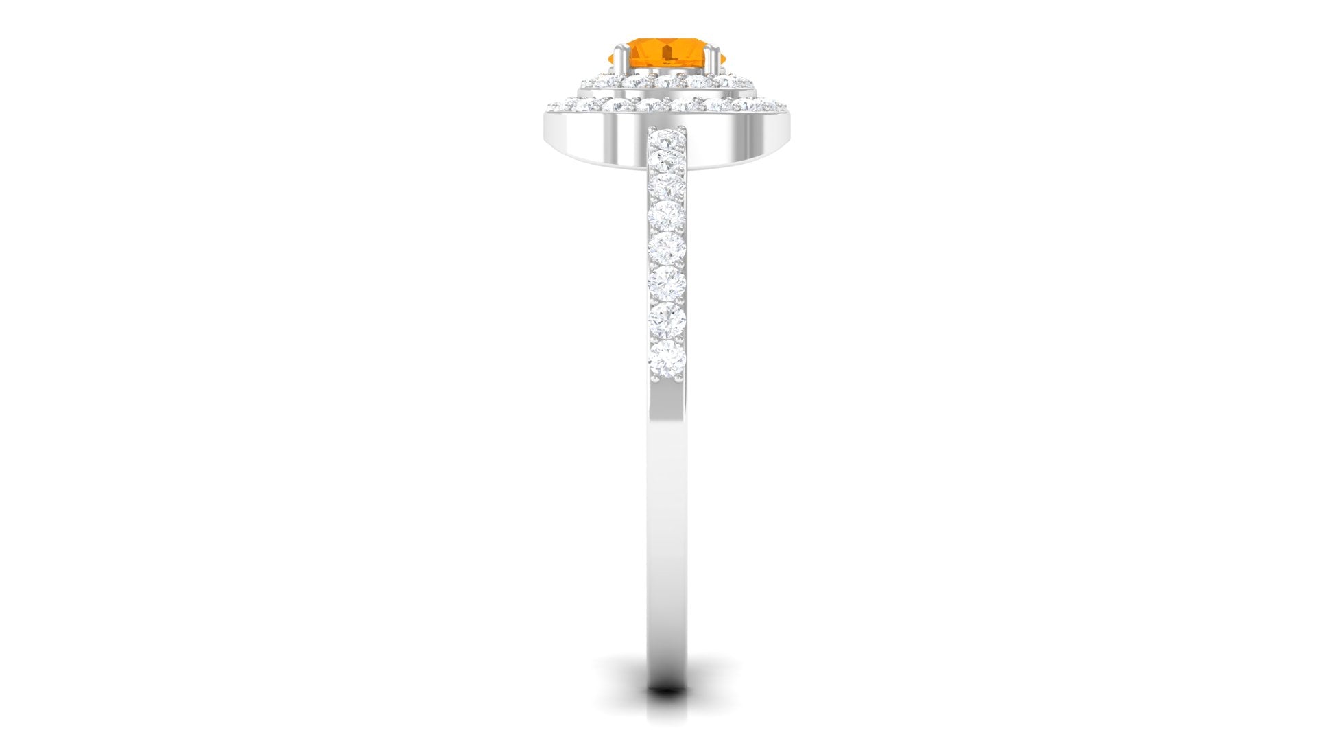 3/4 CT Classic Fire Opal Double Halo Engagement Ring with Diamond AAA - Rosec Jewels