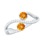 Rosec Jewels-Natural Citrine Toi Et Moi Engagement Ring with Diamond