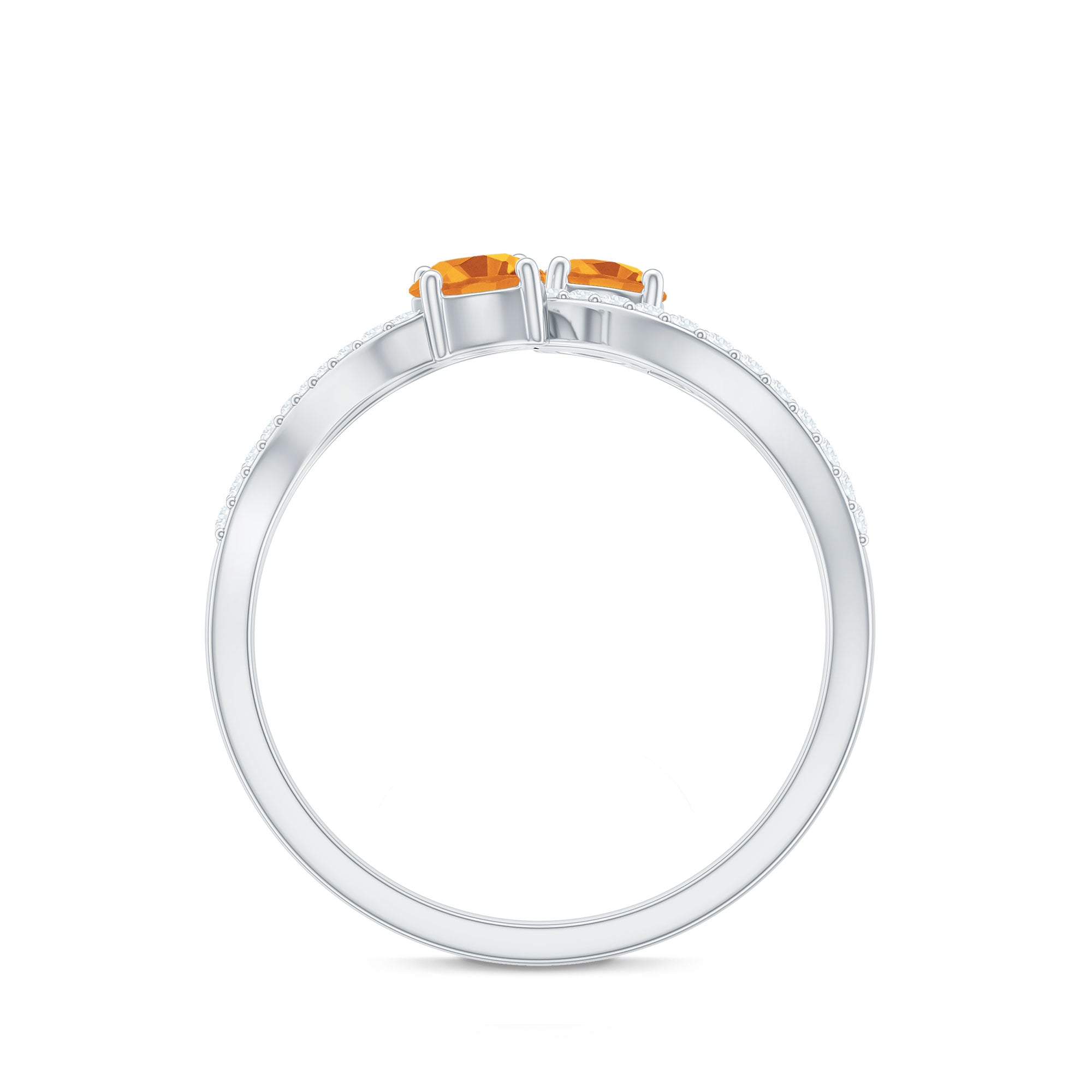 Rosec Jewels-Natural Citrine Toi Et Moi Engagement Ring with Diamond