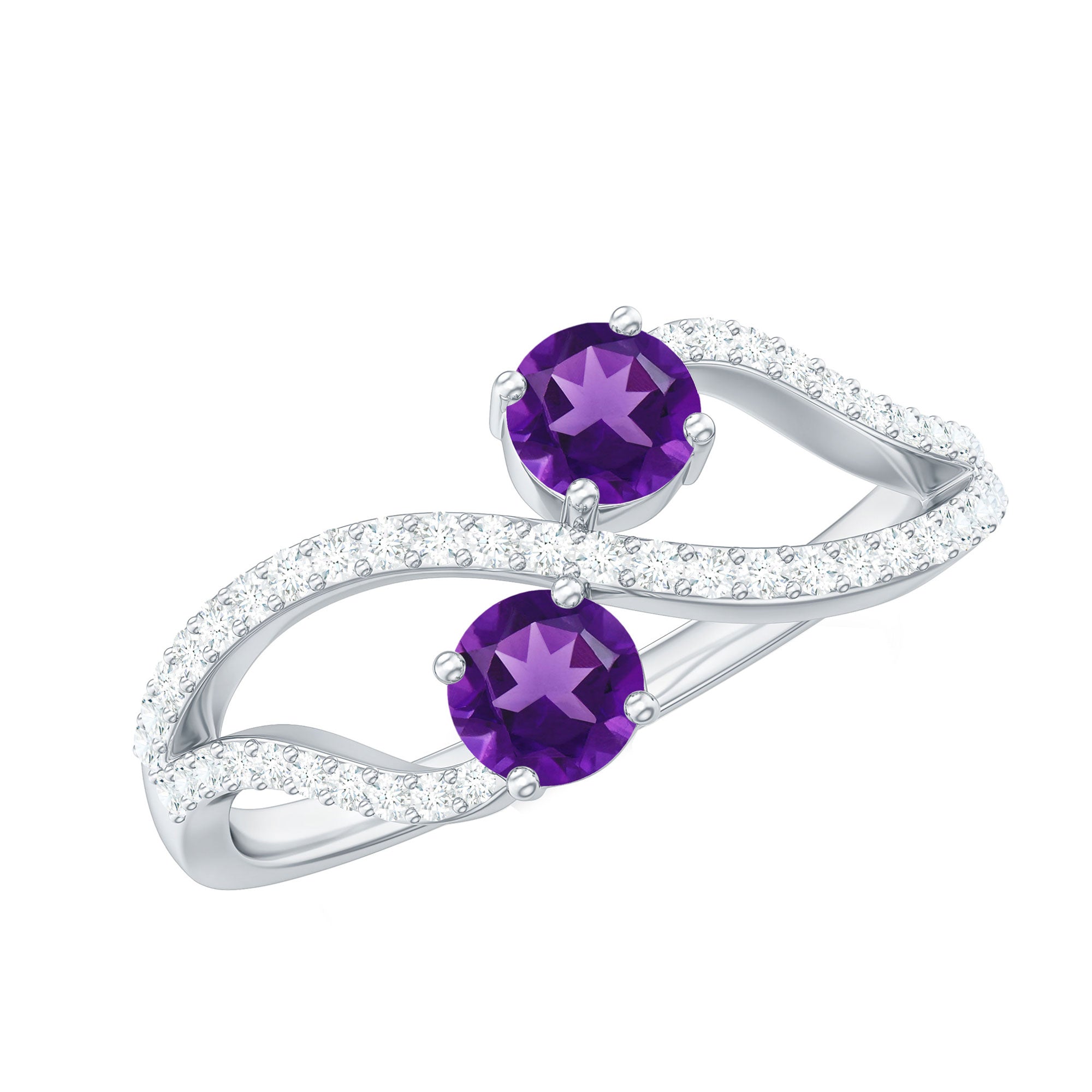 Designer Amethyst and Diamond Infinity Cocktail Ring