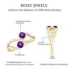 Real Amethyst Toi Et Moi Engagement Ring with Diamond AAA - Rosec Jewels
