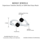 Natural Black Onyx 2 Stone Promise Ring with Diamond AAA - Rosec Jewels