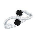 Natural Black Spinel 2 Promise Ring with Diamond AAA - Rosec Jewels