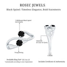 Natural Black Spinel 2 Promise Ring with Diamond AAA - Rosec Jewels