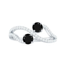 Natural Black Spinel 2 Promise Ring with Diamond AAA - Rosec Jewels