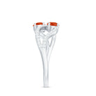 Fire Opal and Diamond Two Stone Cocktail Engagement Ring AAA - Rosec Jewels