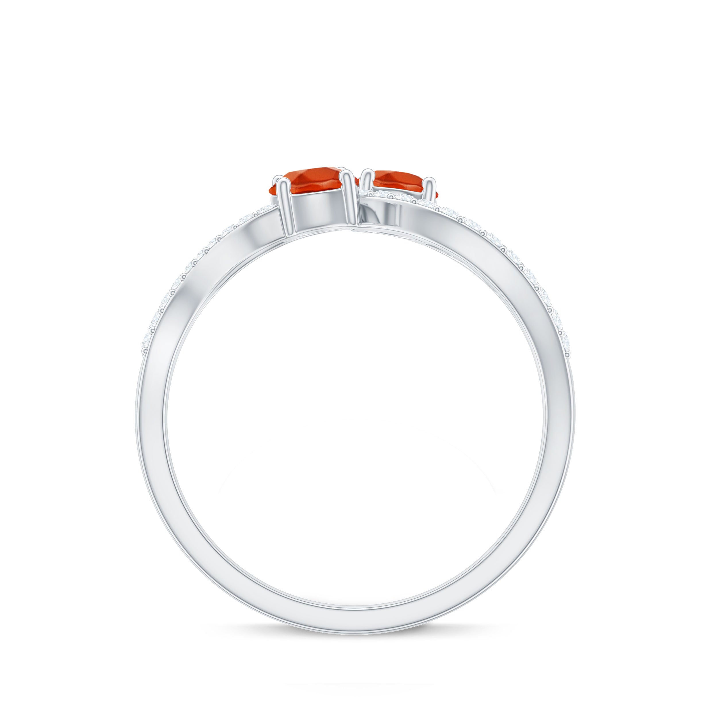 Rosec Jewels-3/4 CT Minimal Fire Opal and Diamond Engagement Ring