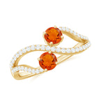 Fire Opal and Diamond Two Stone Cocktail Engagement Ring AAA - Rosec Jewels