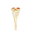 Fire Opal and Diamond Two Stone Cocktail Engagement Ring AAA - Rosec Jewels