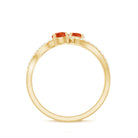 Fire Opal and Diamond Two Stone Cocktail Engagement Ring AAA - Rosec Jewels