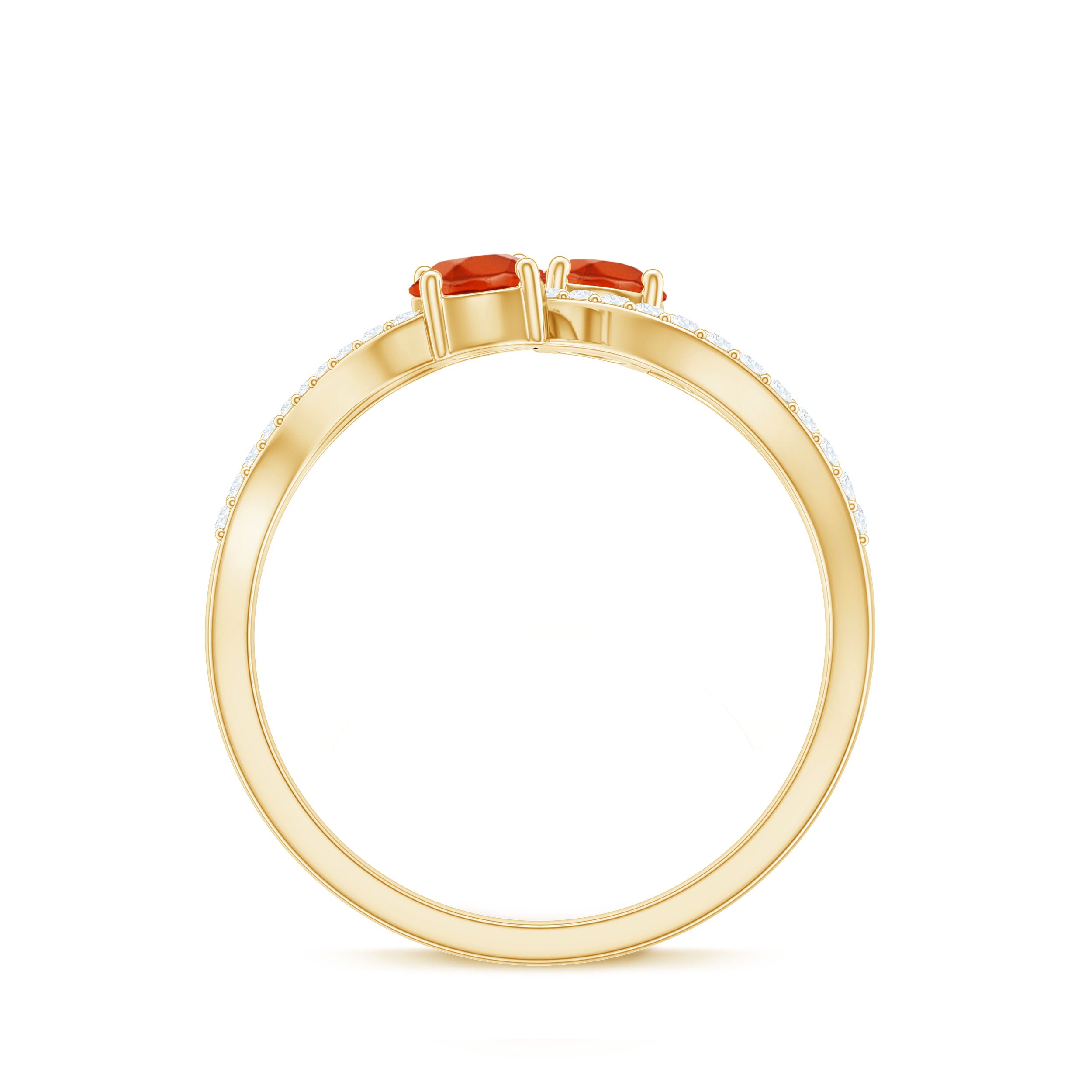 Rosec Jewels-3/4 CT Minimal Fire Opal and Diamond Engagement Ring