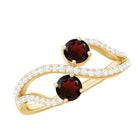 Rosec Jewels-Natural Garnet 2 Stone Engagement Ring with Diamond