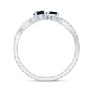 Rosec Jewels-Natural London Blue Topaz 2 Stone Promise Ring with Diamond