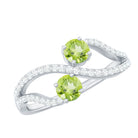 Rosec Jewels-Natural Peridot Toi Et Moi Ring with Diamond Infinity Shank