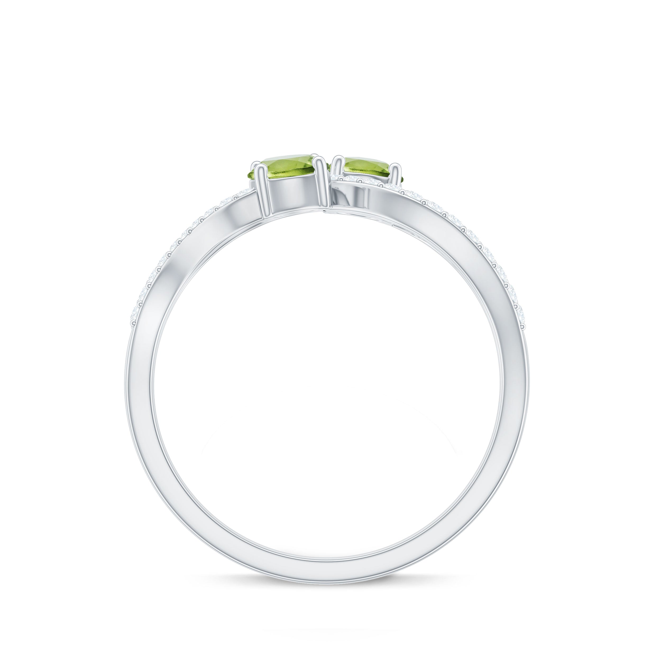 Rosec Jewels-Natural Peridot Toi Et Moi Ring with Diamond Infinity Shank