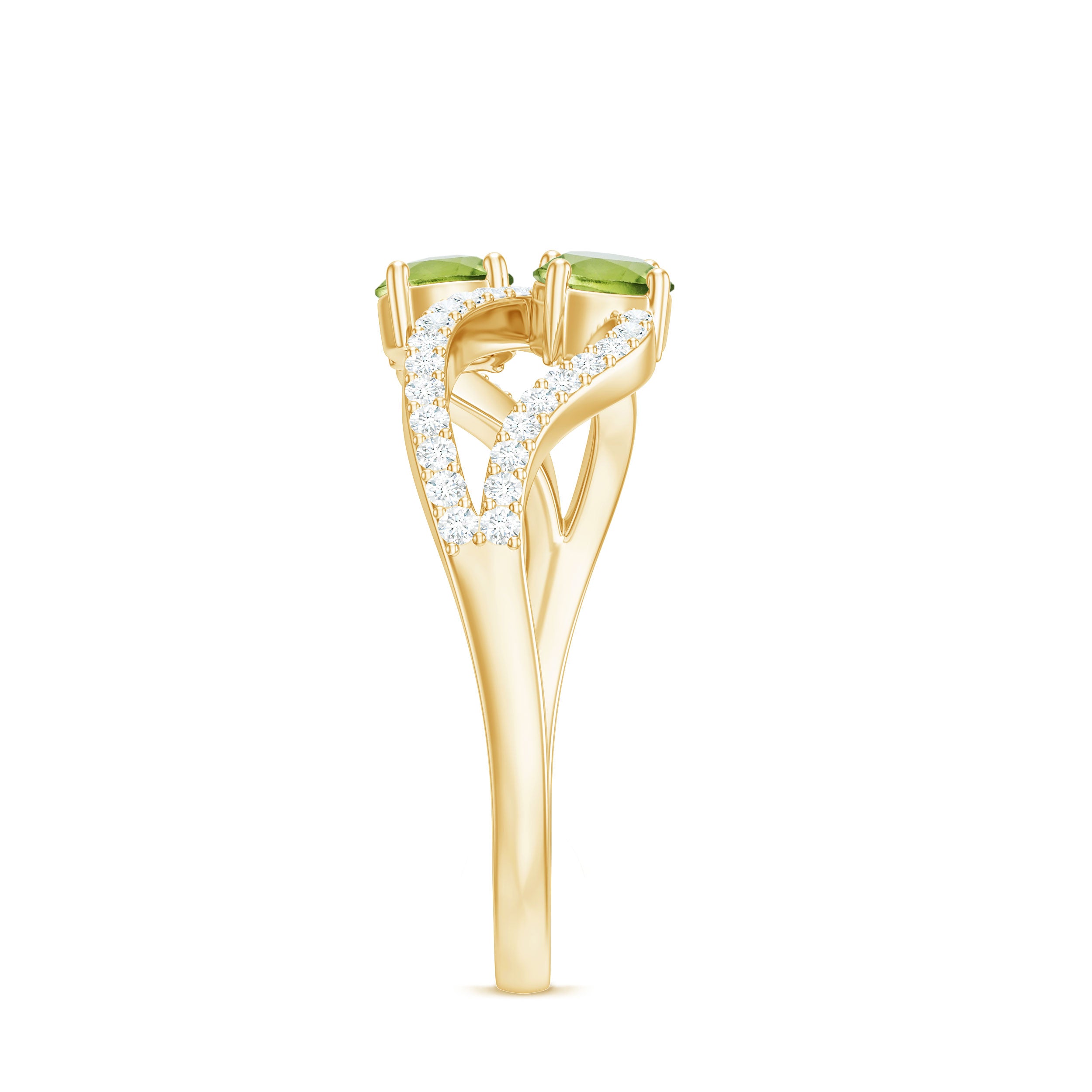 Rosec Jewels-Natural Peridot Toi Et Moi Ring with Diamond Infinity Shank
