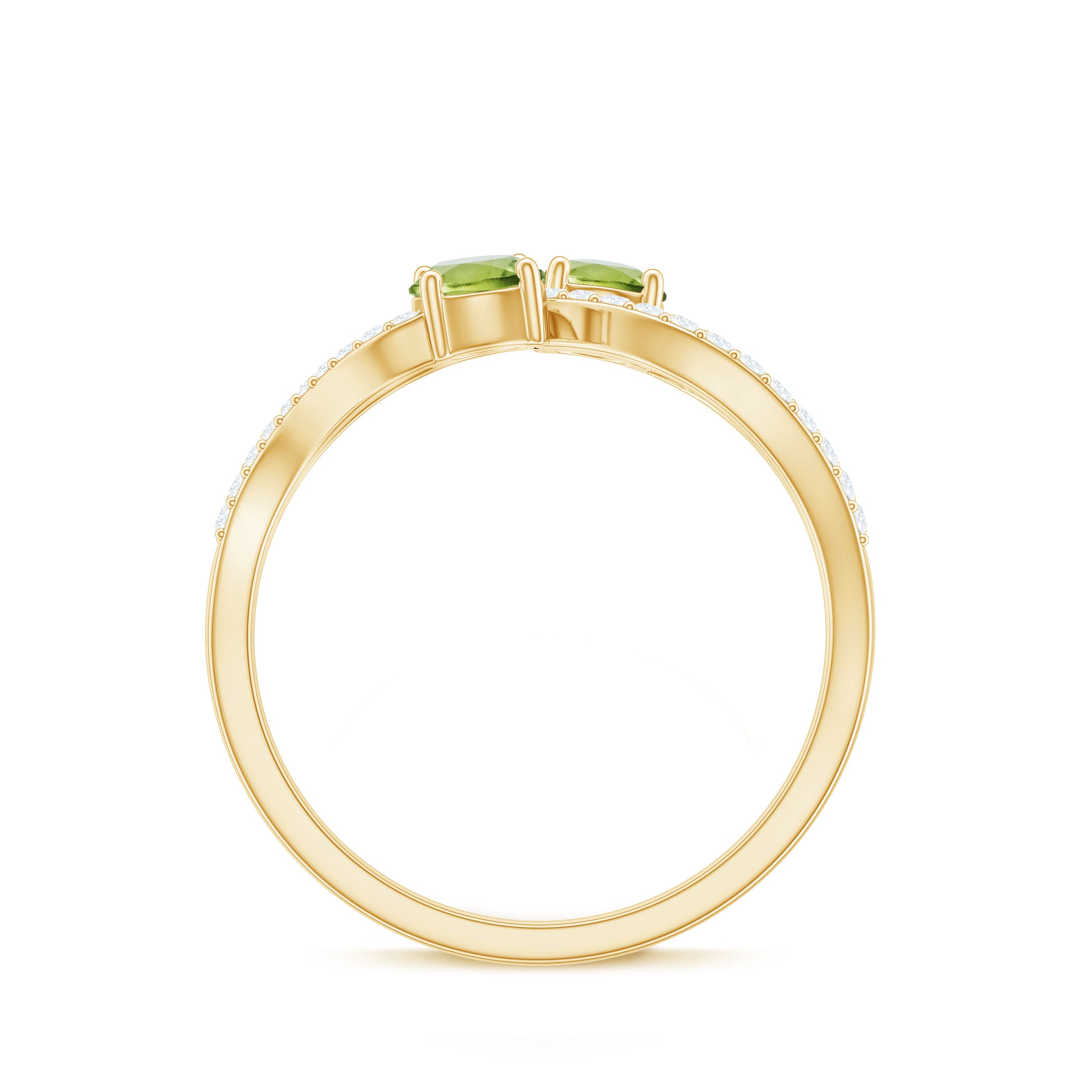 Rosec Jewels-Natural Peridot Toi Et Moi Ring with Diamond Infinity Shank