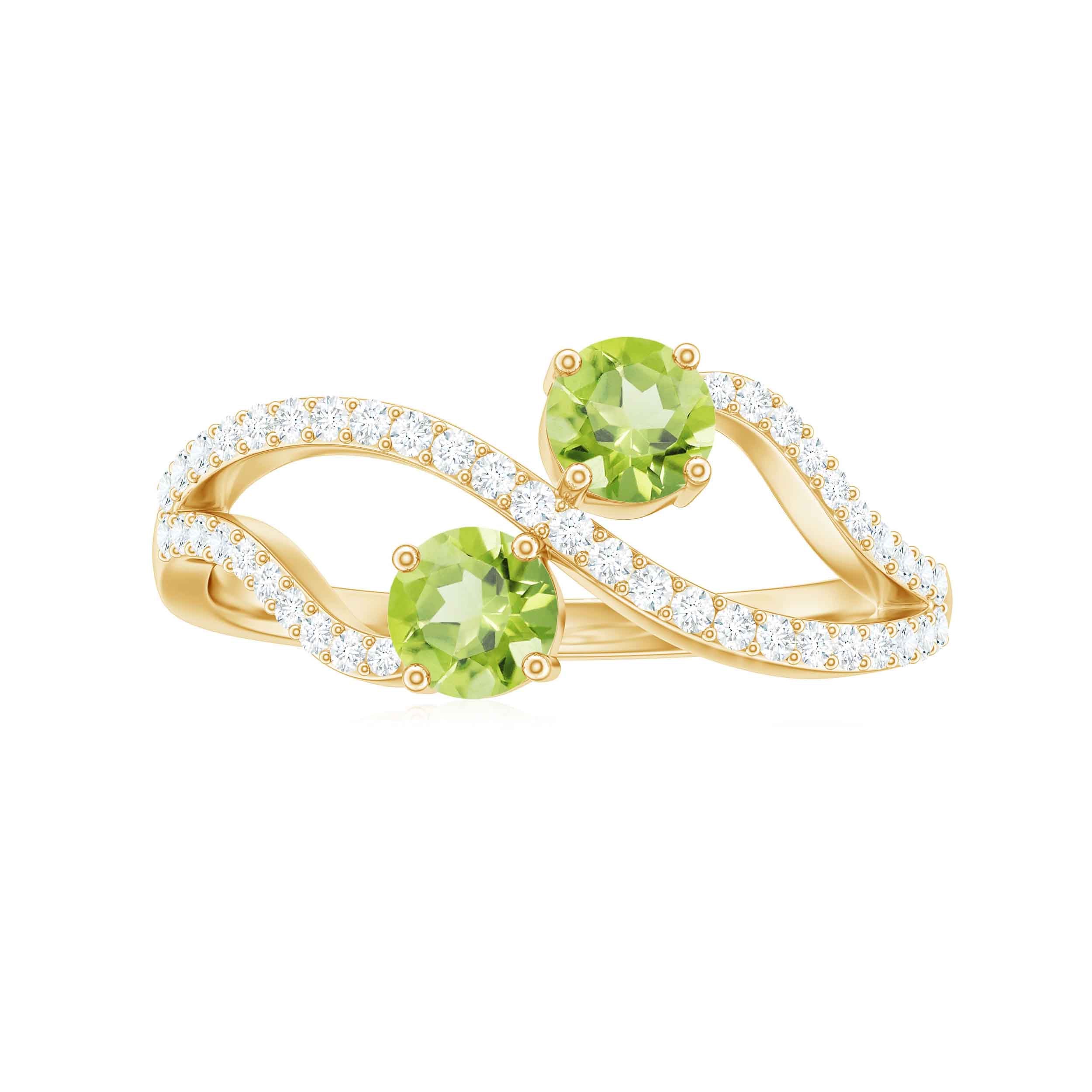 Rosec Jewels-Natural Peridot Toi Et Moi Ring with Diamond Infinity Shank