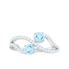 2 Stone Aquamarine and Diamond Infinity Promise Ring for Women AAA - Rosec Jewels