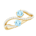 2 Stone Aquamarine and Diamond Infinity Promise Ring for Women AAA - Rosec Jewels