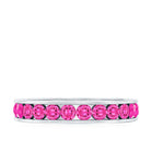 Round Lab Created Pink Sapphire Half Eternity Band in Channel Setting AAAA - Rosec Jewels