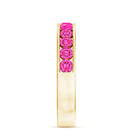 Round Lab Created Pink Sapphire Half Eternity Band in Channel Setting AAAA - Rosec Jewels