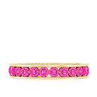 Round Lab Created Pink Sapphire Half Eternity Band in Channel Setting AAAA - Rosec Jewels