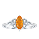 Marquise Cut Fire Opal Celtic Knot Engagement Ring with Diamond AAA - Rosec Jewels