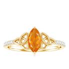 Marquise Cut Fire Opal Celtic Knot Engagement Ring with Diamond AAA - Rosec Jewels
