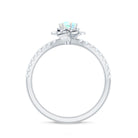 Natural Ethiopian Opal Floral Engagement Ring with Diamond Side Stones AAA - Rosec Jewels
