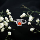 1/2 Ct Fire Opal Flower Engagement Ring with Diamond AAA - Rosec Jewels