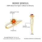 1/2 Ct Fire Opal Flower Engagement Ring with Diamond AAA - Rosec Jewels