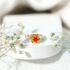 1/2 Ct Fire Opal Flower Engagement Ring with Diamond AAA - Rosec Jewels