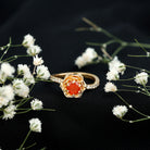 1/2 Ct Fire Opal Flower Engagement Ring with Diamond AAA - Rosec Jewels