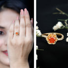 1/2 Ct Fire Opal Flower Engagement Ring with Diamond AAA - Rosec Jewels