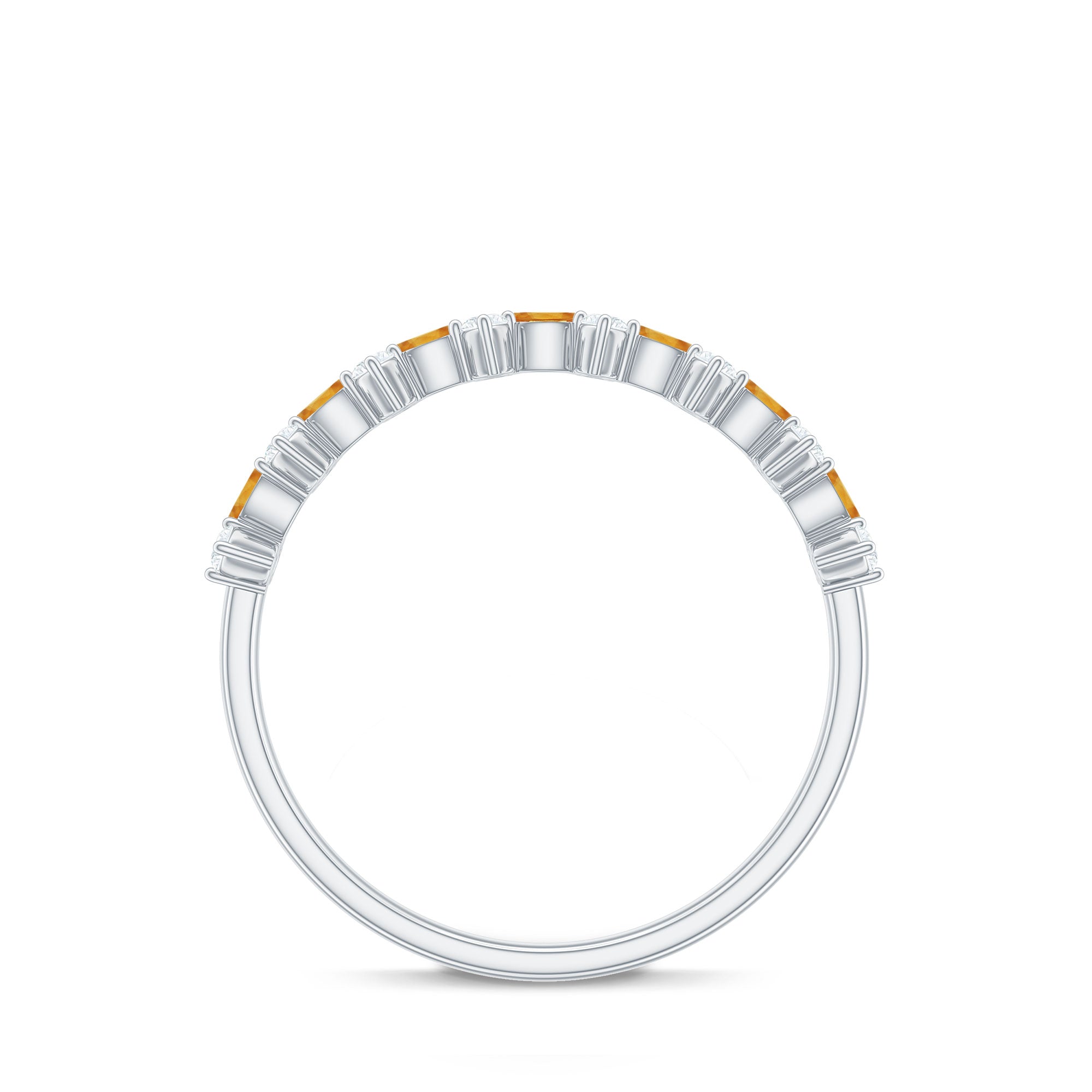 Rosec Jewels-Natural Citrine Diamond Half Eternity Ring with Certificate