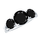 Natural Black Spinel 3 Stone Engagement Ring for Women AAA - Rosec Jewels