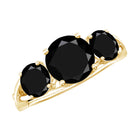 Natural Black Spinel 3 Stone Engagement Ring for Women AAA - Rosec Jewels